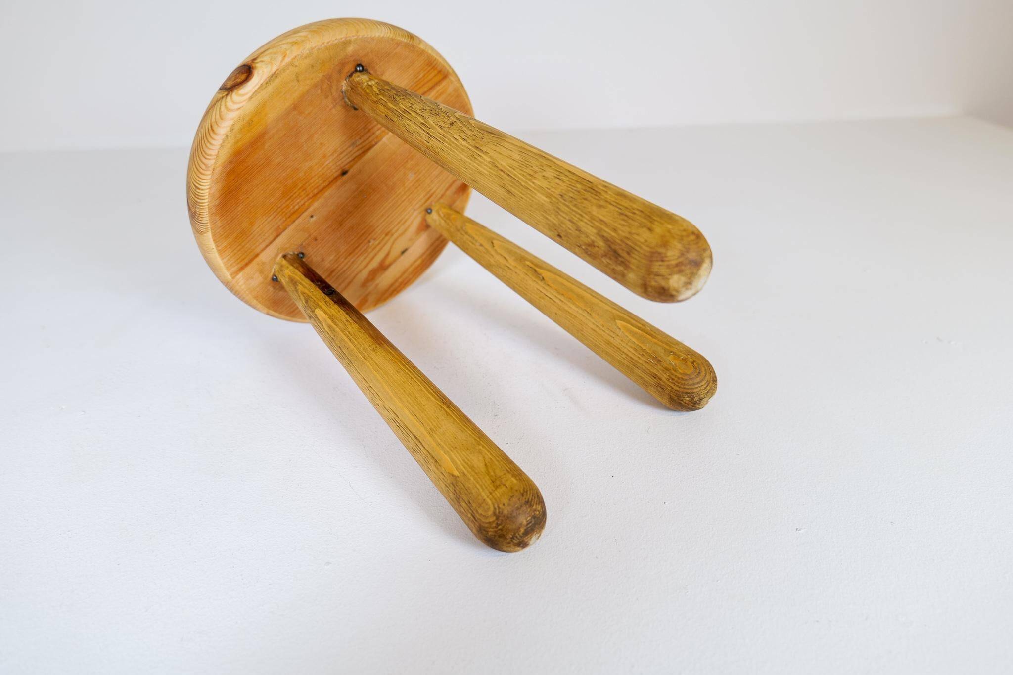 Modern Scandinavian Sculptural Stool, Pine, Sweden, 1970s