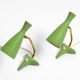 Pair of beautiful green Mid Century Modern Diabolo crow's foot table lamps