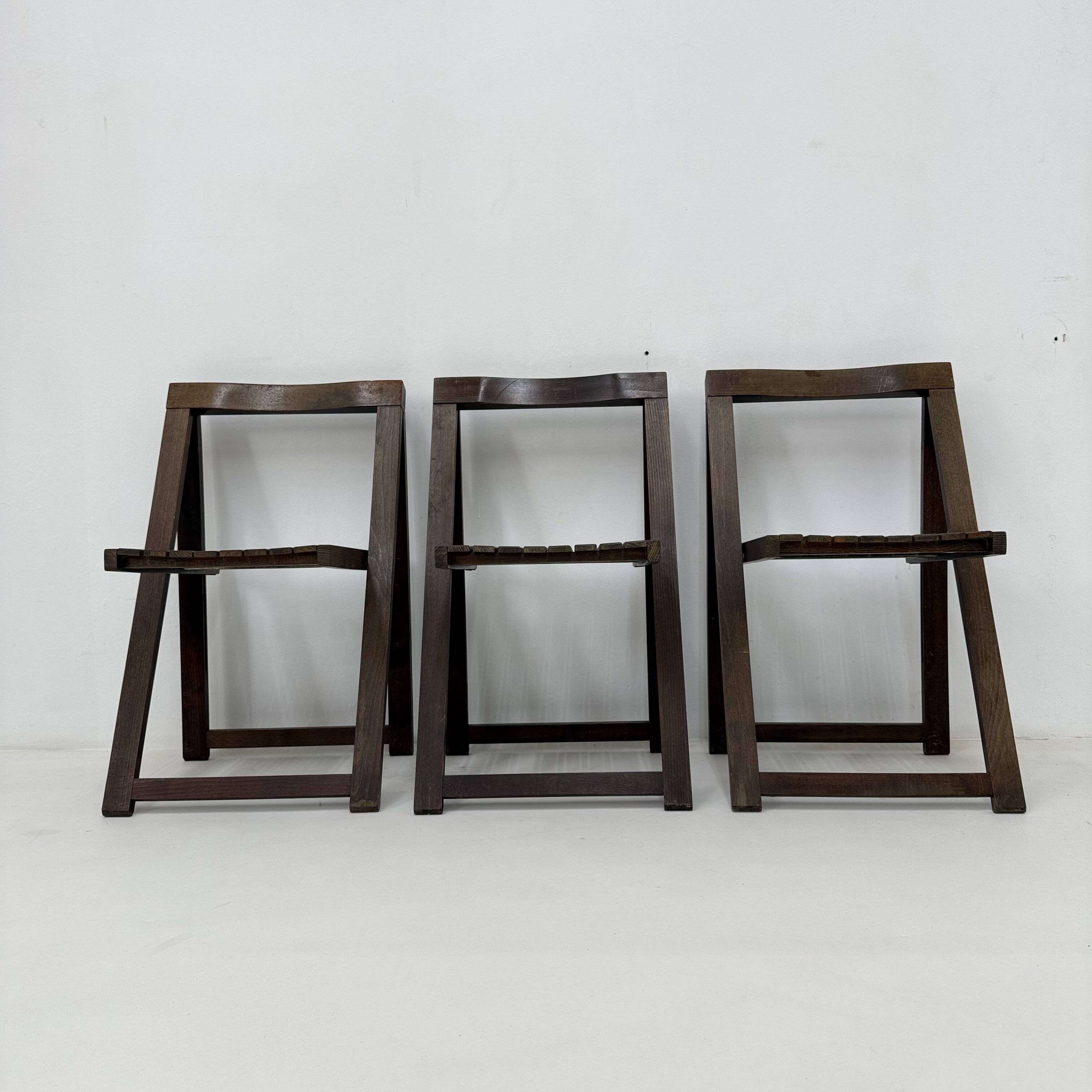 Set of 3  wooden folding chairs, 1960’s