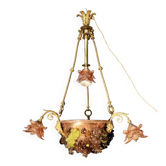 Bronze three-armed chandelier with a grape decoration.