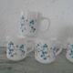 6 mugs veronica blue flowers Arcopal France vintage
