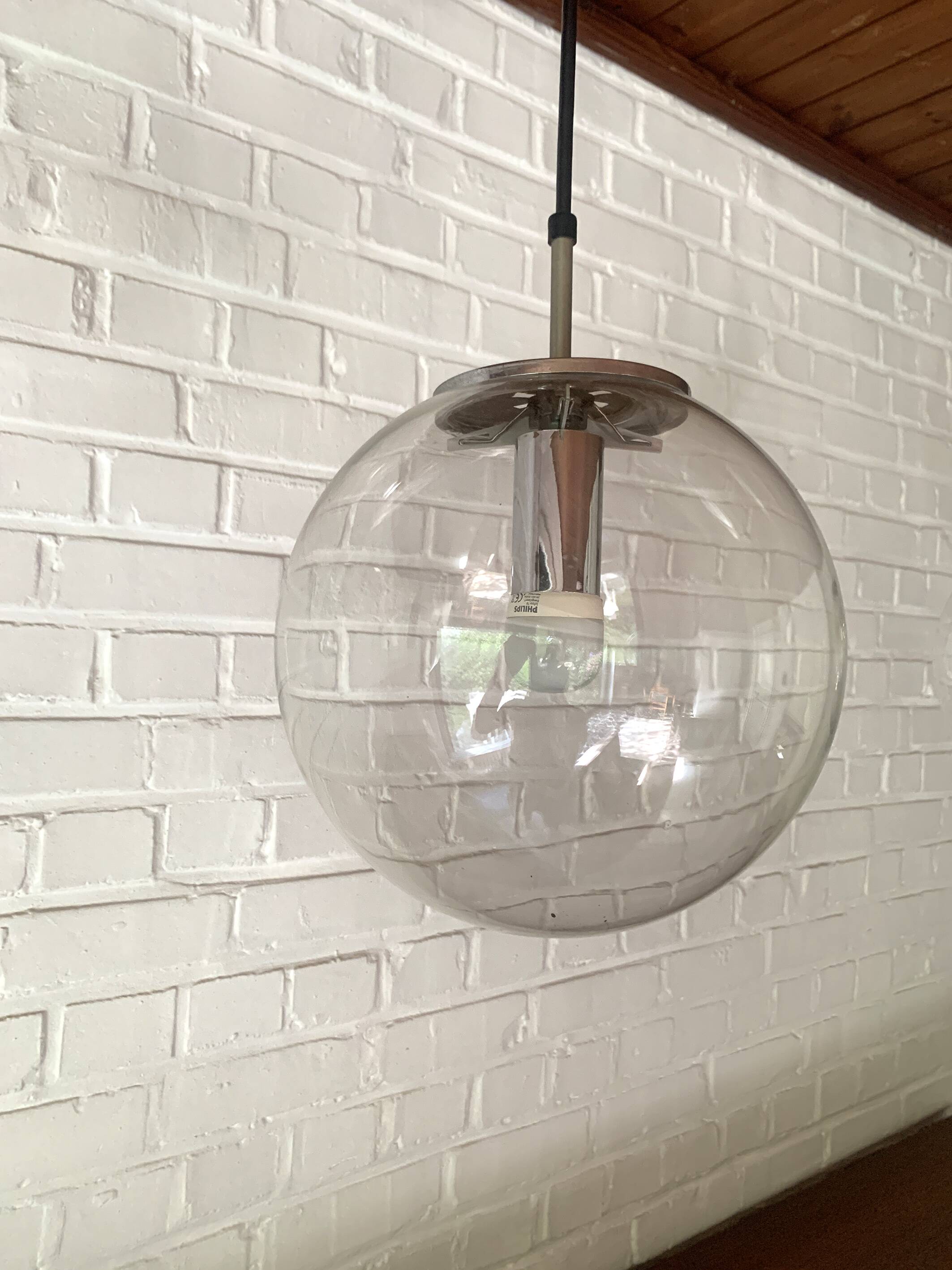 Pair of modernist pendant lights, Glashütte Limburg, Germany