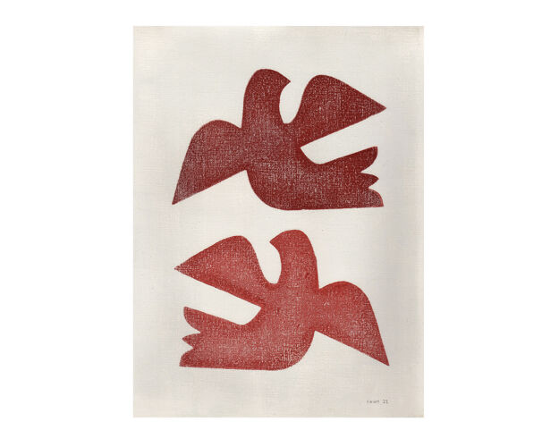Peinture sur papier • dancing birds • Terracotta M756A • signée Eawy