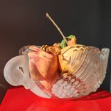 Ancienne coupe à fruits en cristal au plomb dépoli