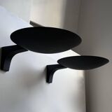 Pair of vintage wall lights, matte black metal, Germany 1970s