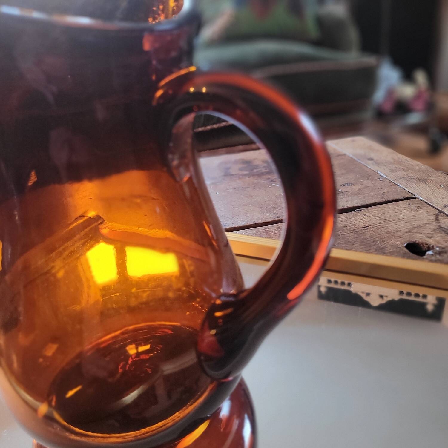 Dark amber glass pitcher – 1960s