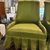 Pair of green fabric armchairs