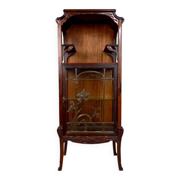 Vitrine Art Nouveau, Bronzes et Bois Sculpté sur un Thème Lacustre, 1900