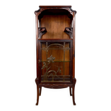 Art Nouveau Display Case, Bronzes and Carved Wood on a Lake Theme, 1900