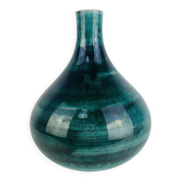 Vase figue en céramique verte/bleue, vintage