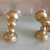 Pair of glass and gilded wood globes /vintage 60-70