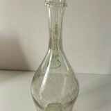 Bubble glass carafe bottle signed Biot in lime green colour.