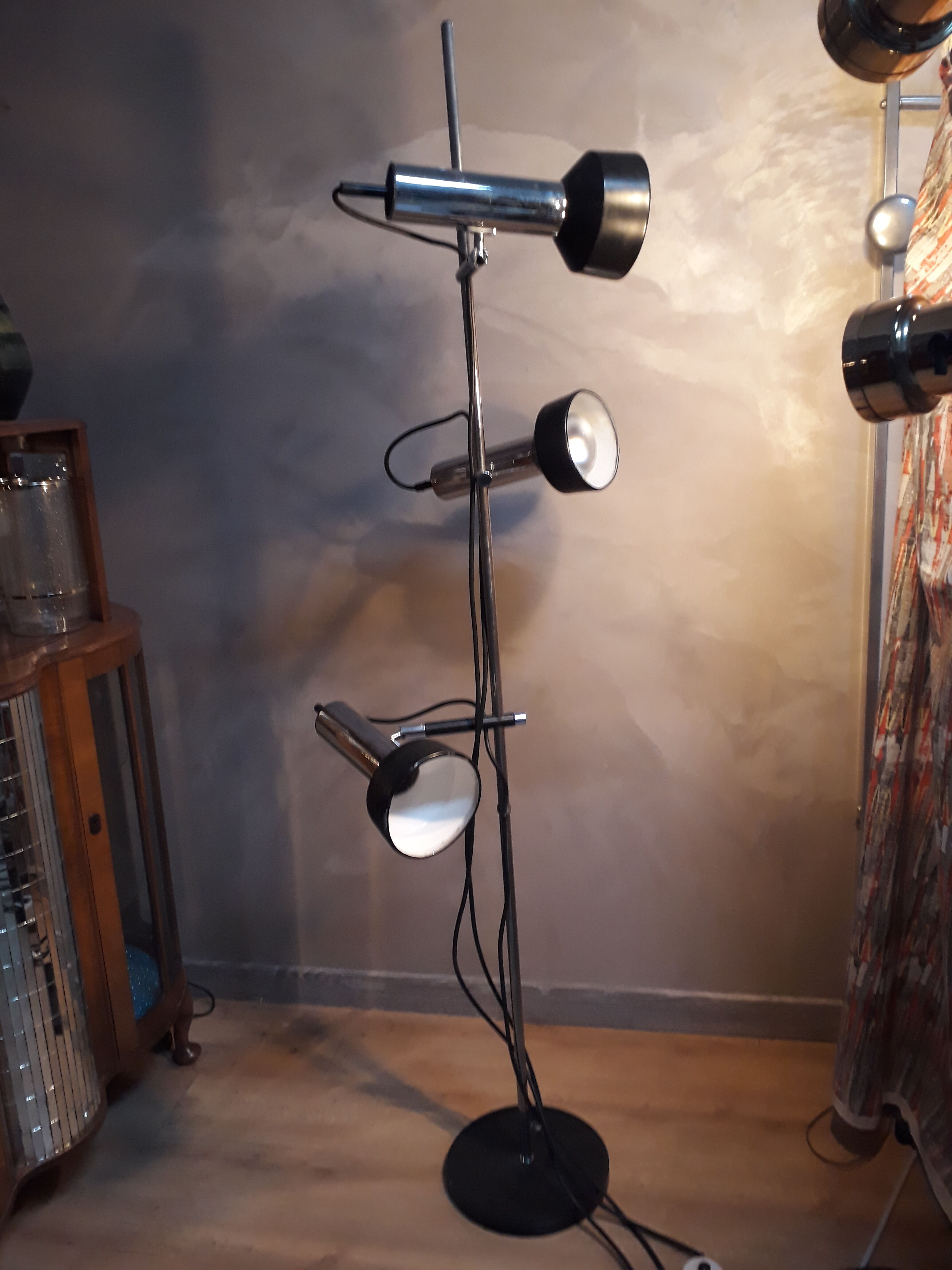 Floor lamp black and chrome 1970