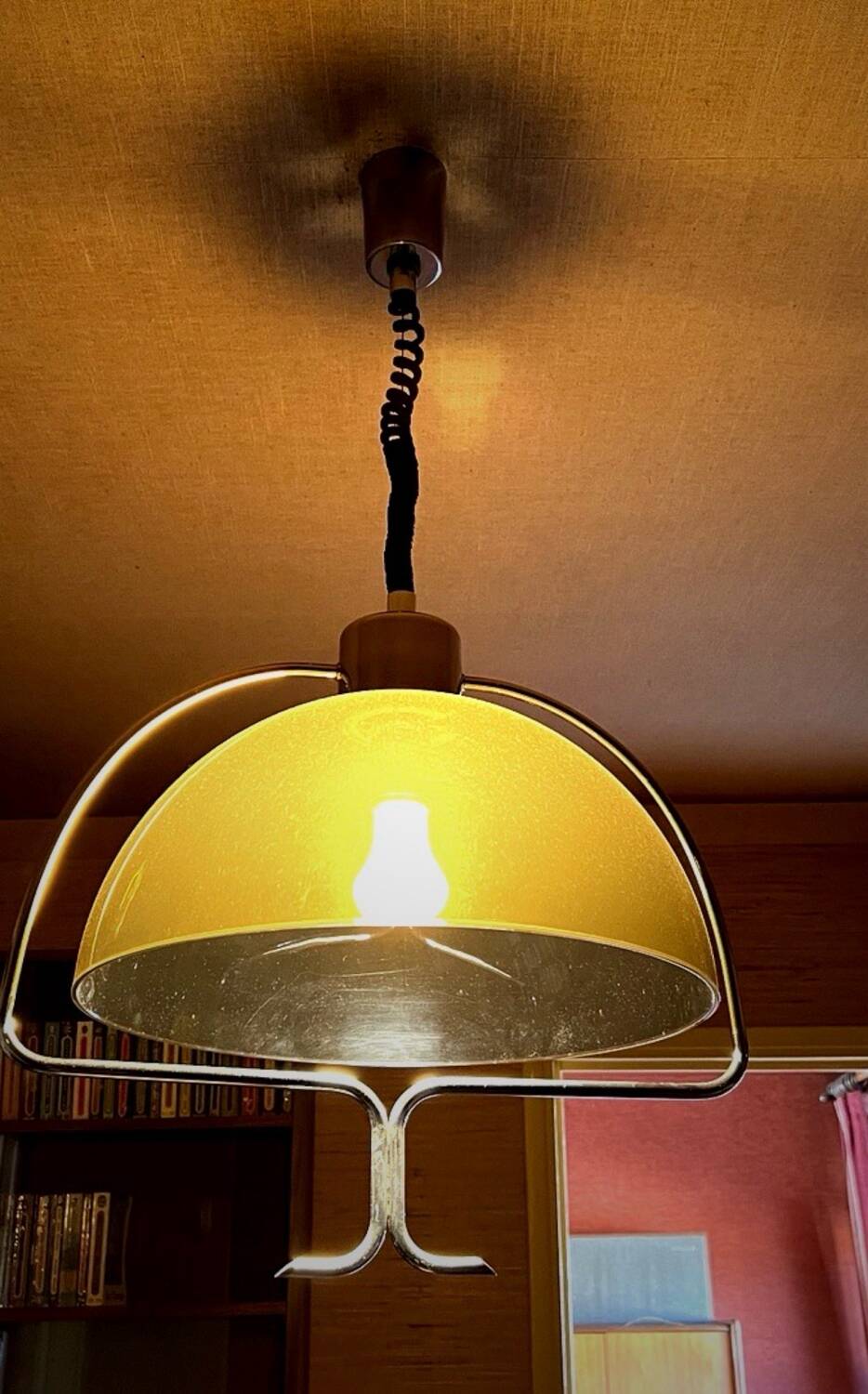 Vintage design suspension Space Age – smoked plexiglass & chrome – year