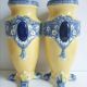Paire de vases barbotine médaillons