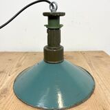 Industrial Green Enamel Factory Pendant Lamp with Cast Aluminium Top, 1960s