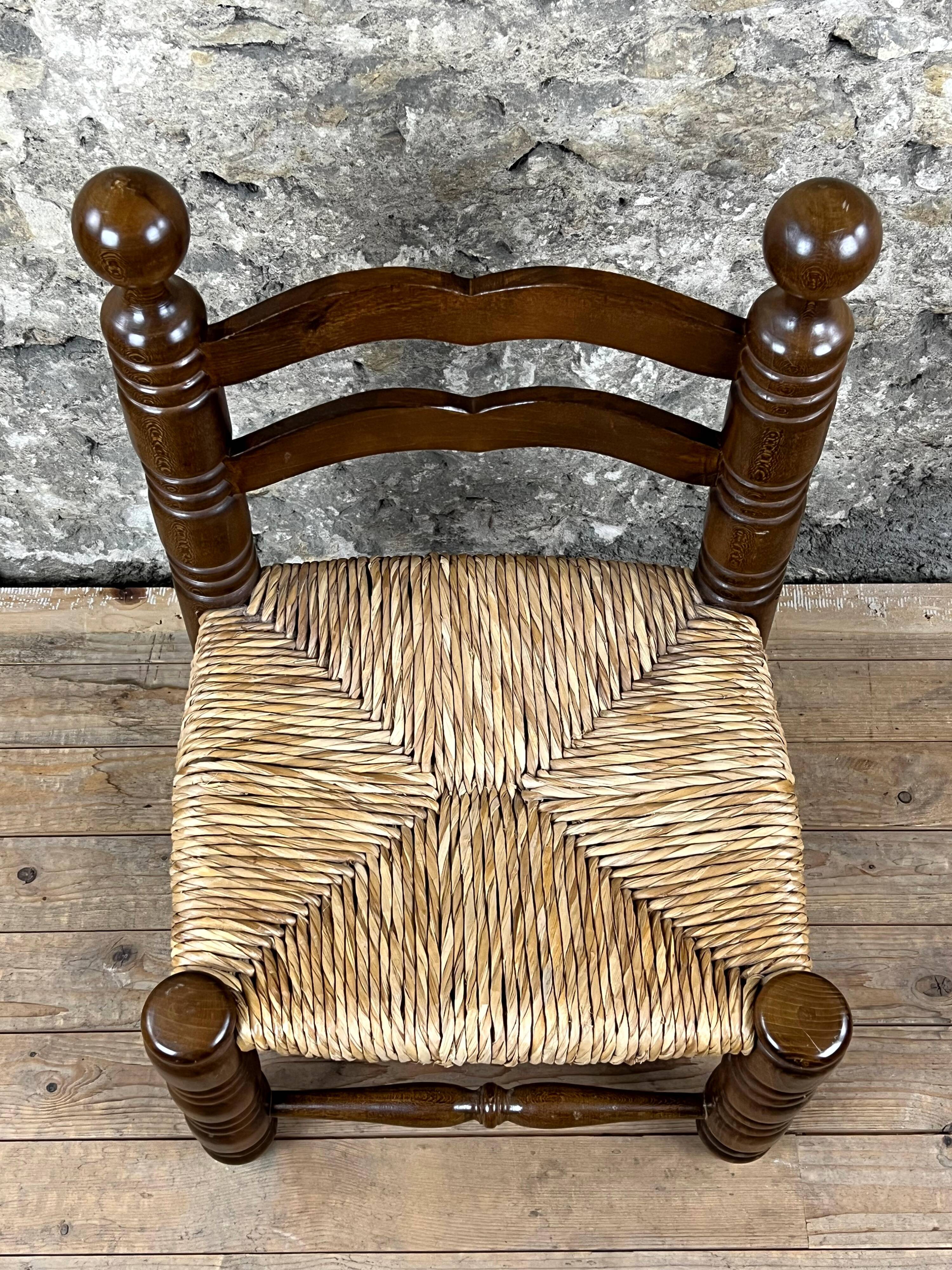 Chair Fireplace Wood & Straw Mountain Chalet Country Cottage No Dudouyt 60's