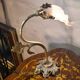 Art Nouveau bronze petal lamp with molded glass 28x34