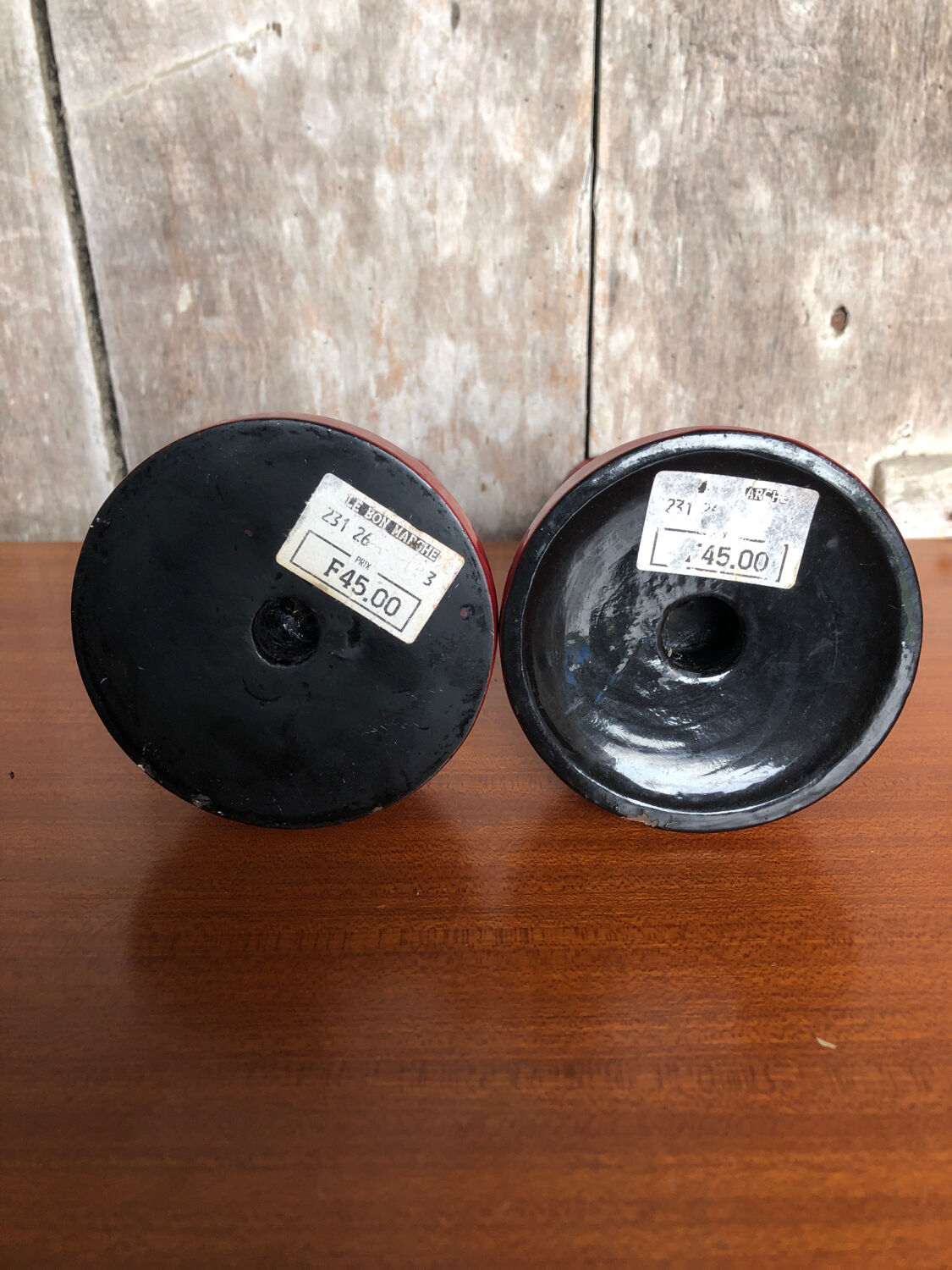 Old candle holders le bon marché turned wood