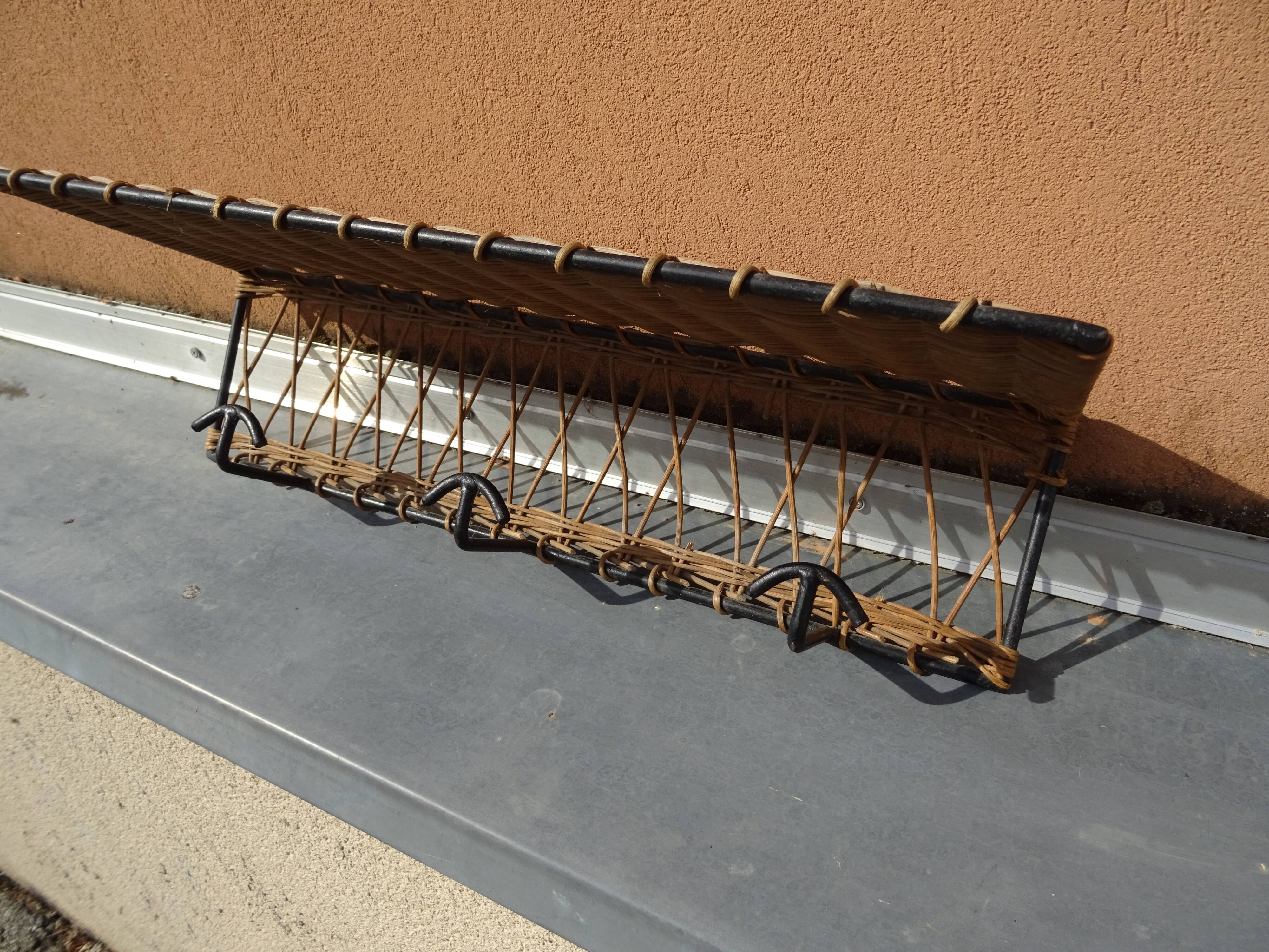Ferotin coat rack in wicker and metal from the 60s vintage