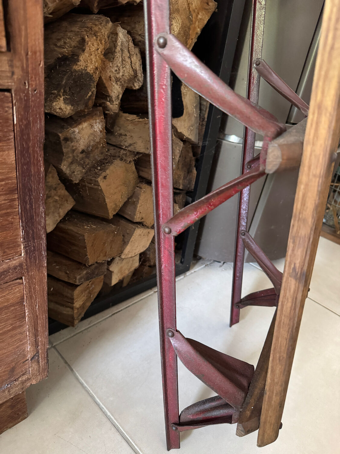 Ancienne luge américaine en bois vintage