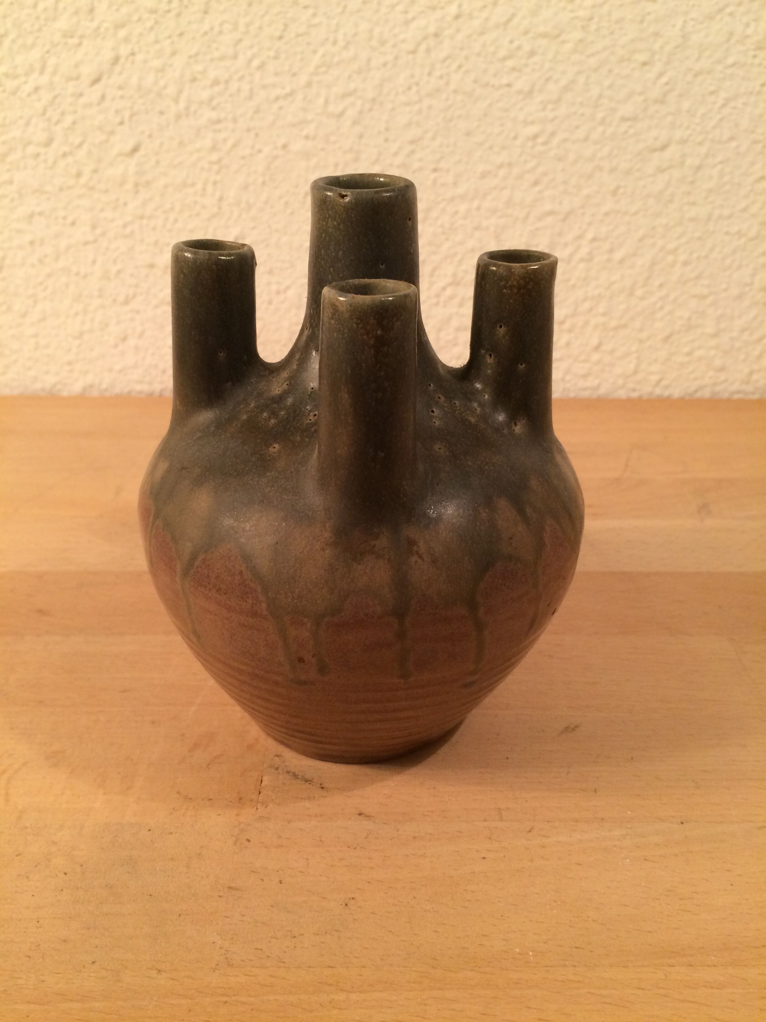 Vase with 5 ceramic necks 50s blue