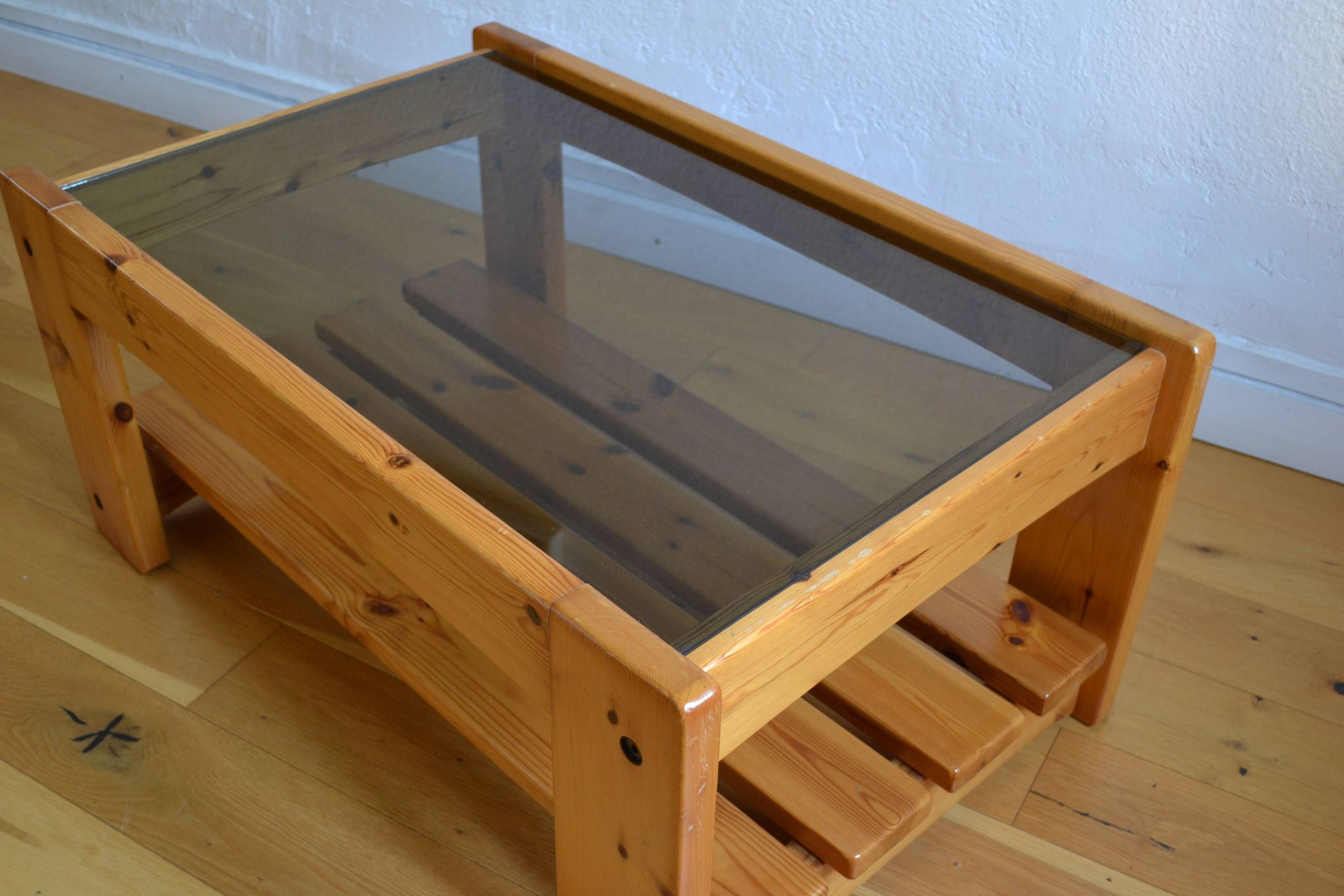 Table basse bois et verre