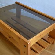 Table basse bois et verre