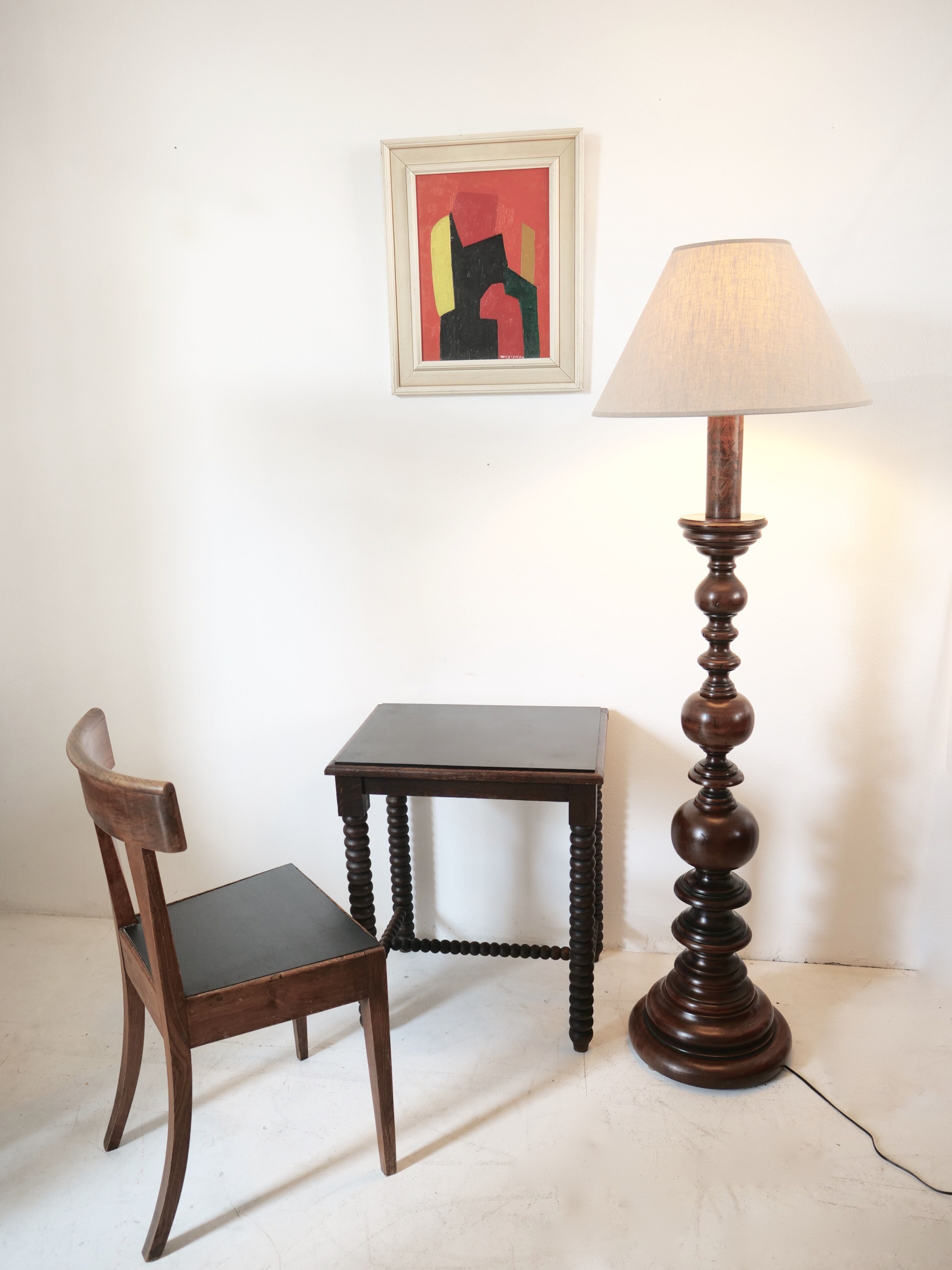 Wooden table legs in coils
