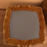 Pouf in gilded velvet and feet wood cherry style louis xv