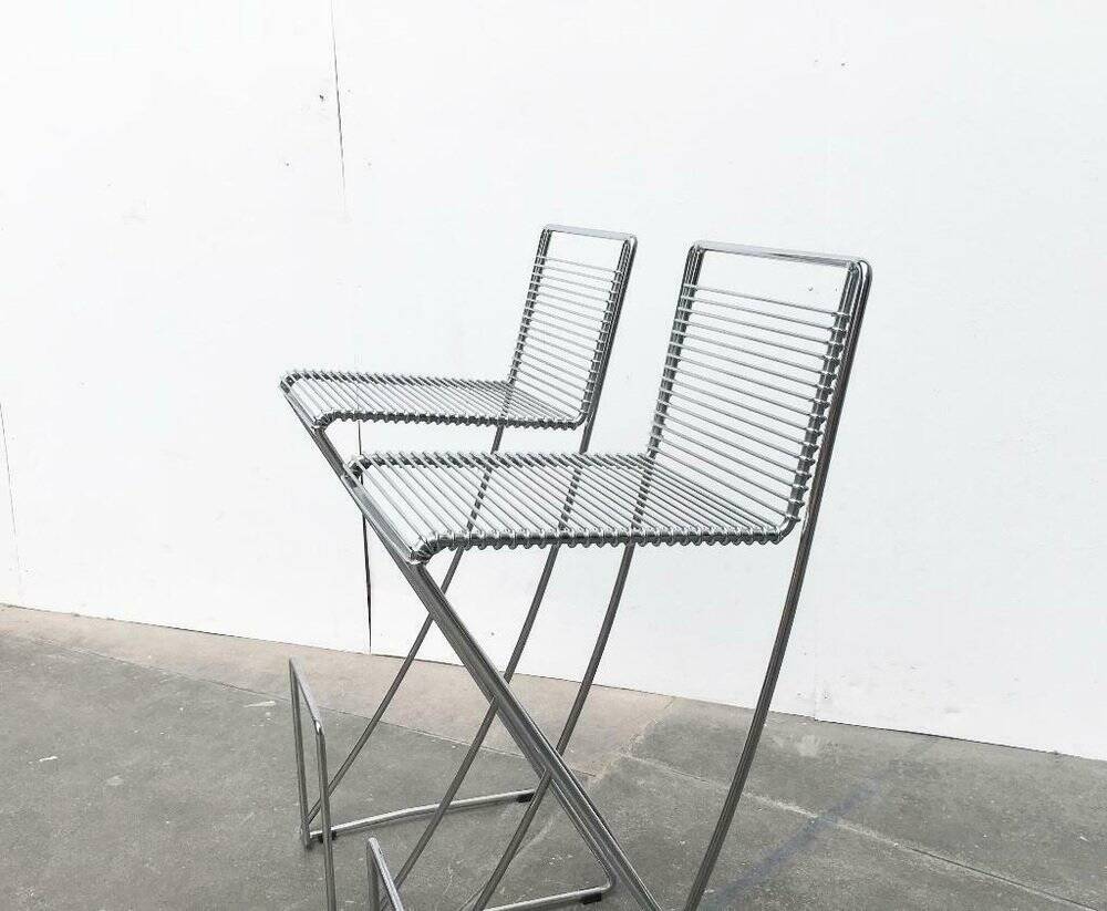 Postmodern German Kreuzschwinger bar stool by Till Behrens for Meyer Stahlmöbel, 1980s.