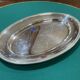 Oval silver-plated metal tray Christofle Malmaison model