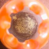 Legras vase boule jaune orangé à décor de vigne