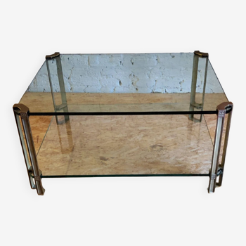 Table basse en verre et laiton par Peter Ghyczy, Pays-bas 1970