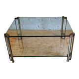 Table basse en verre et laiton par Peter Ghyczy, Pays-bas 1970