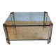 Table basse en verre et laiton par Peter Ghyczy, Pays-bas 1970