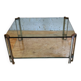 Glass and brass coffee table by Peter Ghyczy, Netherlands 1970s