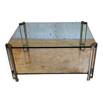 Glass and brass coffee table by Peter Ghyczy, Netherlands 1970s