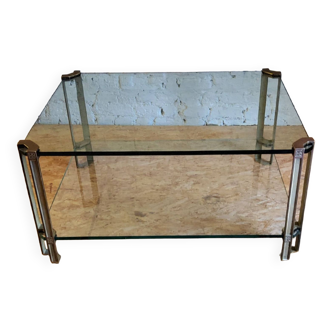 Glass and brass coffee table by Peter Ghyczy, Netherlands 1970s