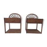 Pair of rattan bedside tables