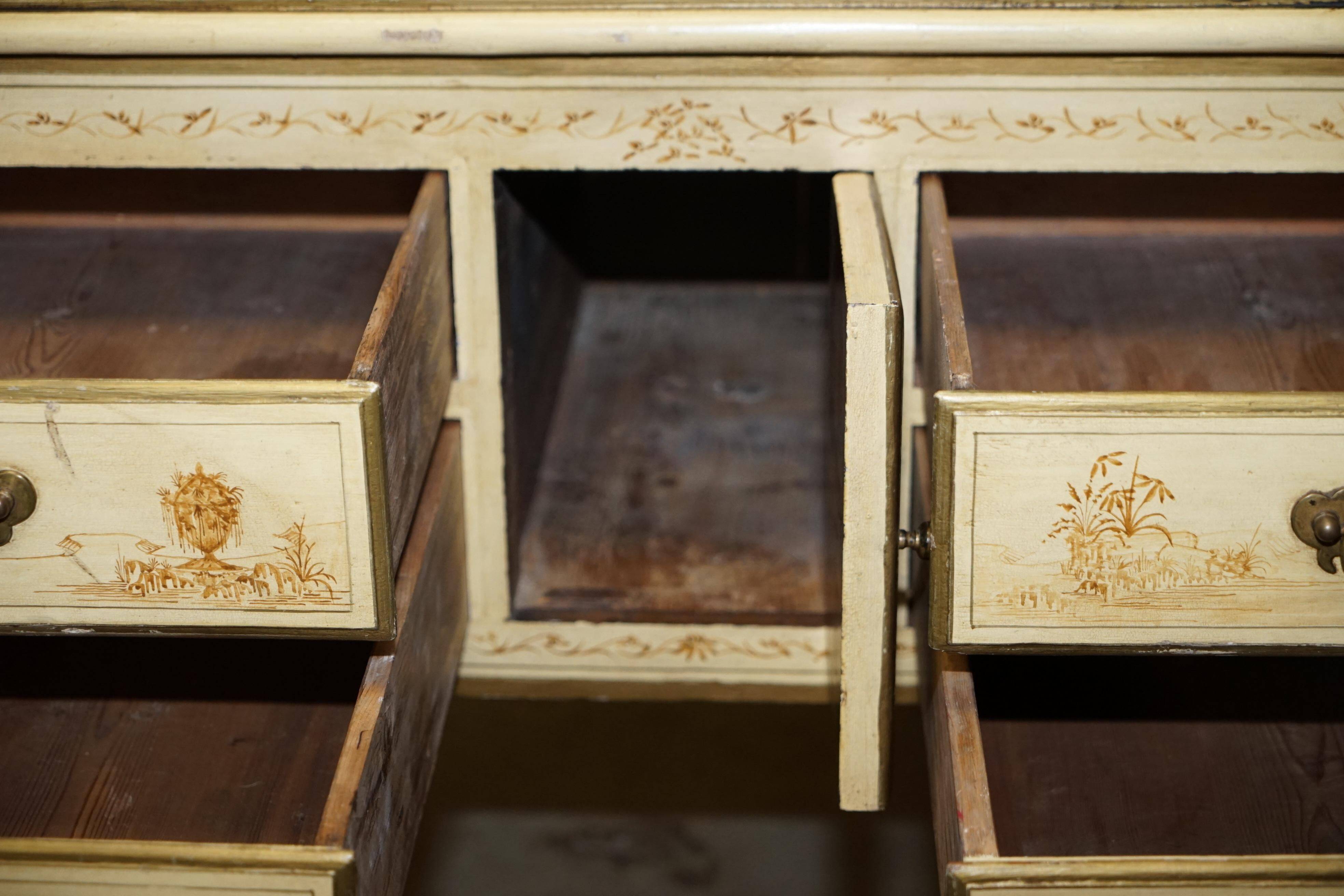 Chinoiserie Buffet with Marble Top in Chippendale Style