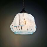 Suspension art déco en verre moucheté bleu, années 1920-30