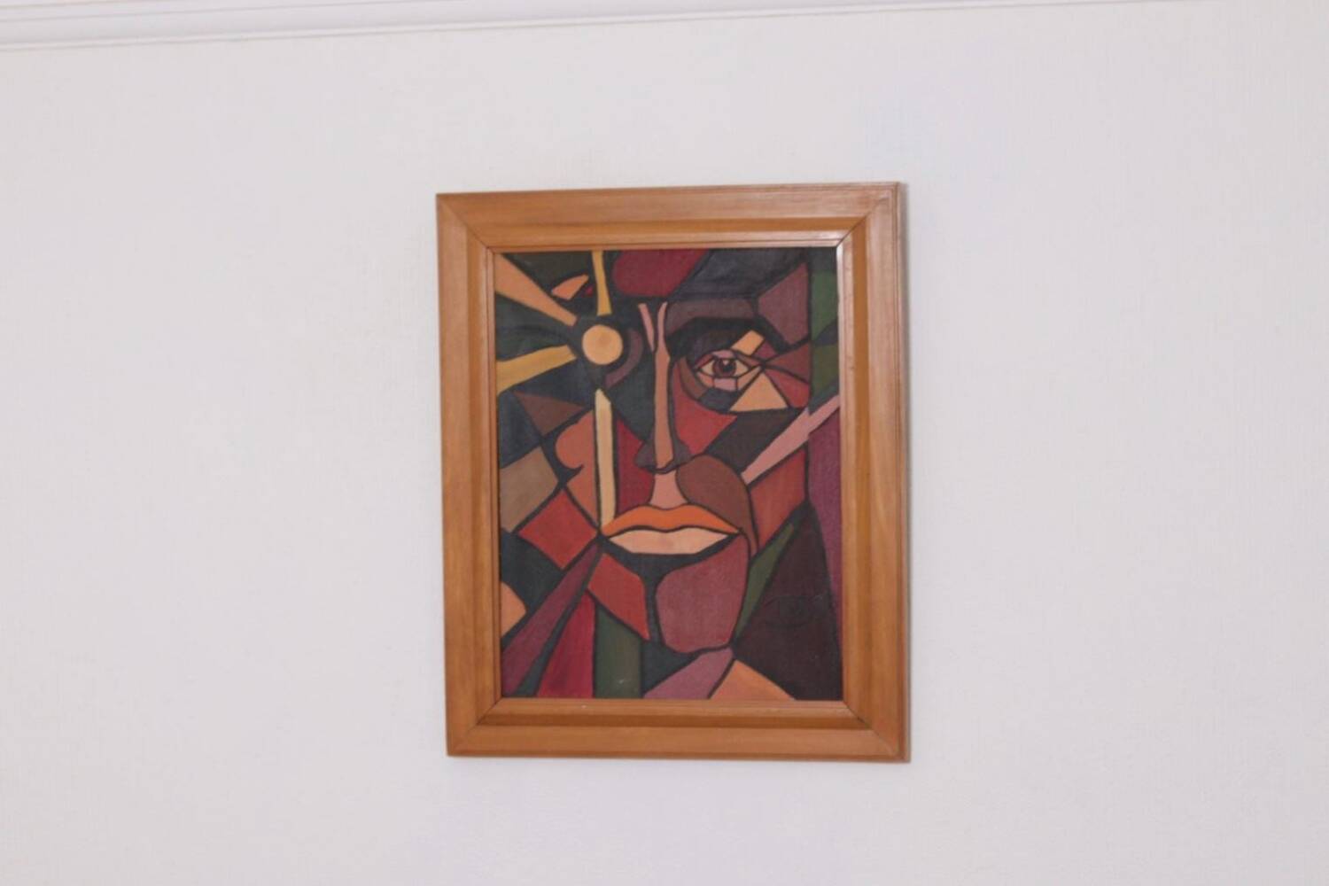 Huile sur toile scandinave originale – “Visage” – TNX 88 cadre vintage