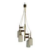 Mid-Century Modern Brass & Glass Chandelier