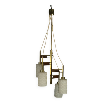 Lustre moderne en laiton et verre