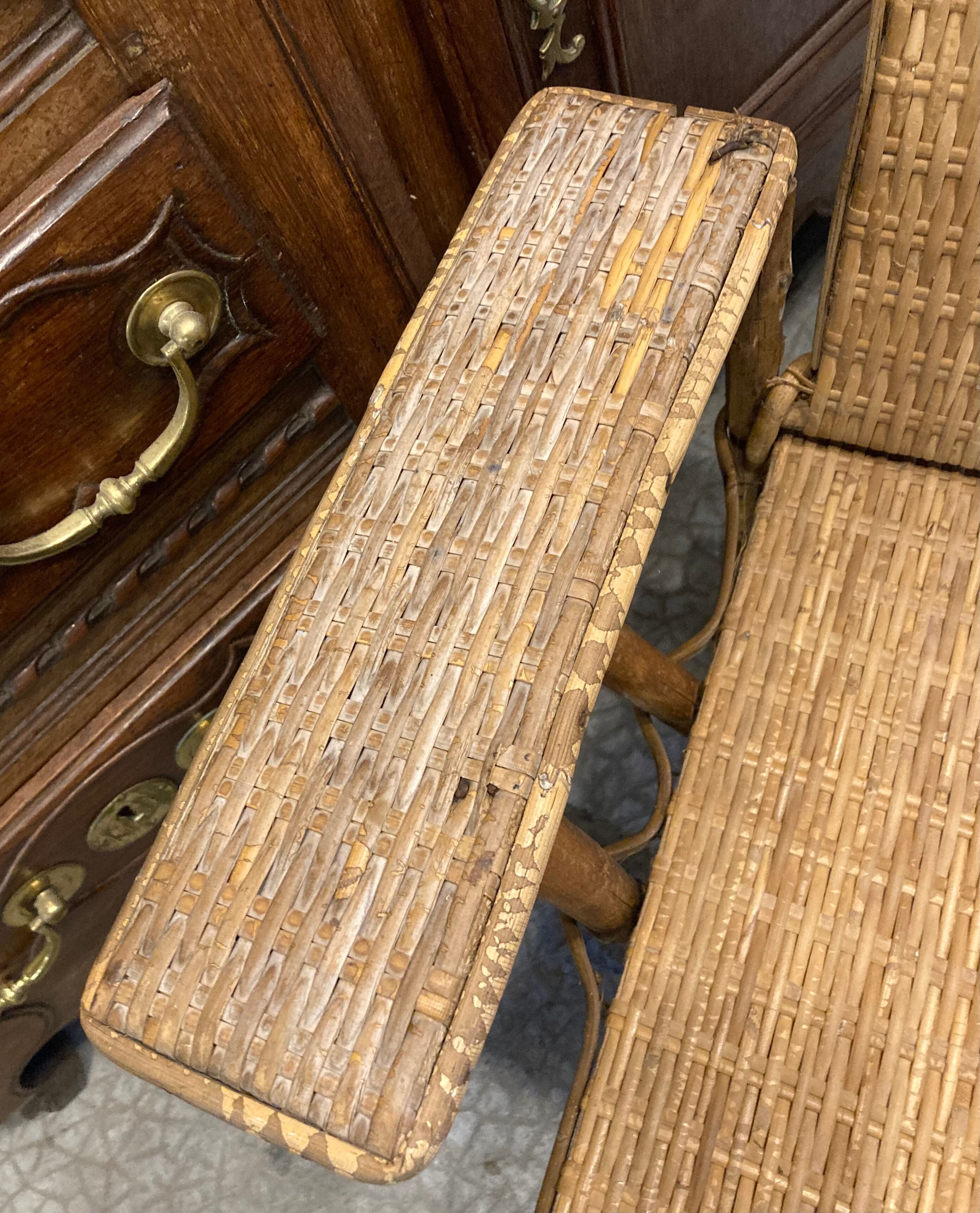 Rattan bamboo chaise longue 1920's