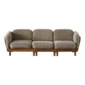 Danish Three Seater Sofa in Pine and Lambswool, Scandinavian Modern Sofa, 1