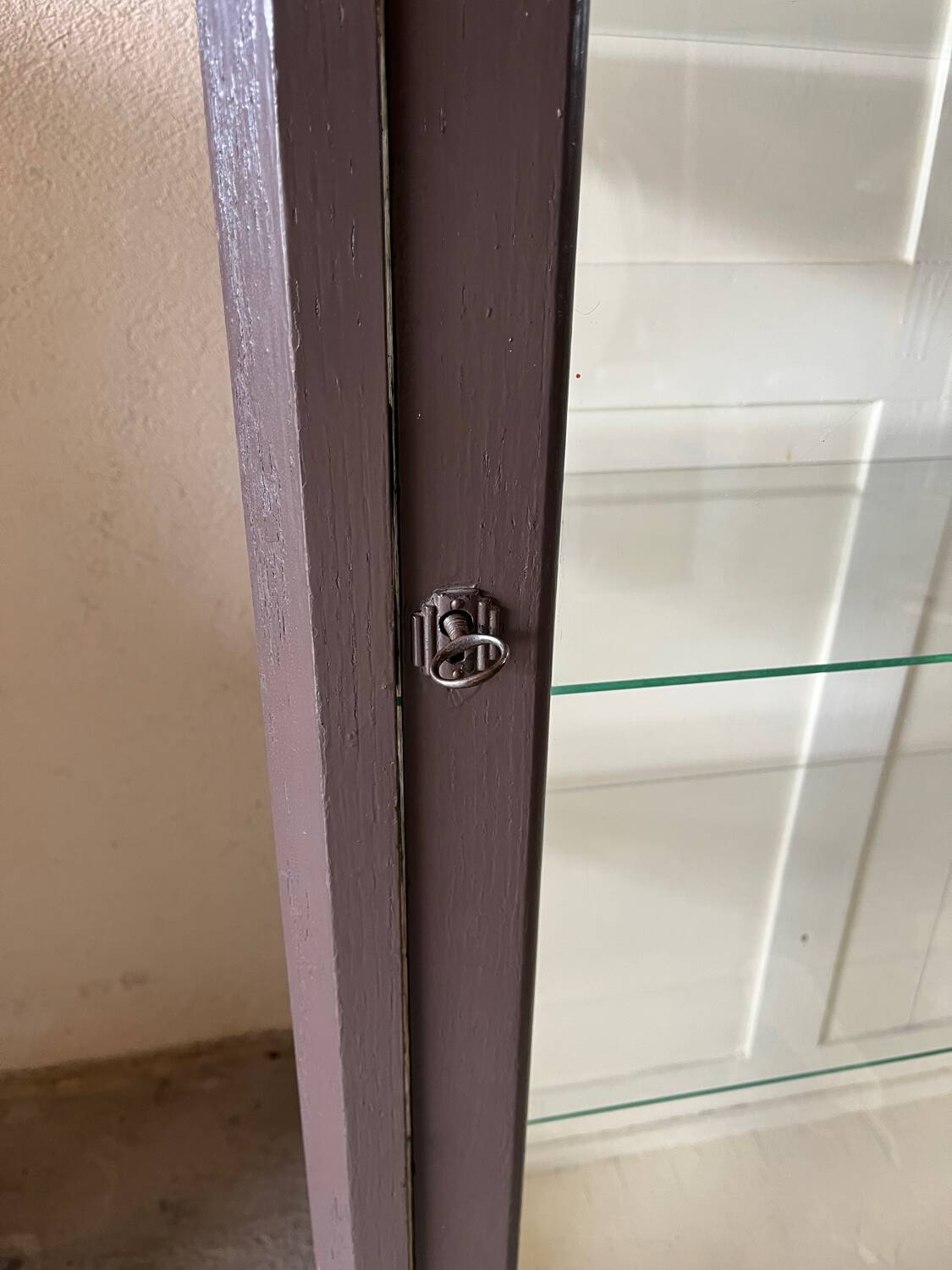 Old wooden glass display case