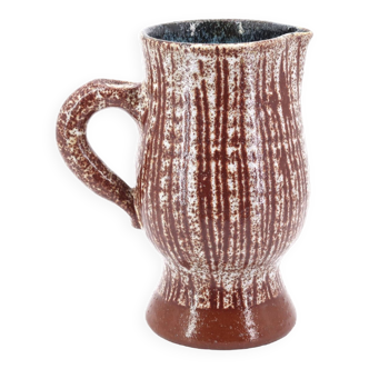 Accolay brown and white striped ceramic pitcher