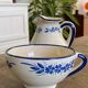 Handcrafted ceramic pitcher and bowl signed – blue decor – vintage tableware